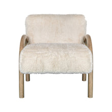 Load image into Gallery viewer, 30" Modern Faux Fur And Wood Arm Chair - Beige
