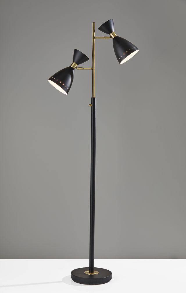 Task Floor Lamp With Black Metal Cone Shade - Black