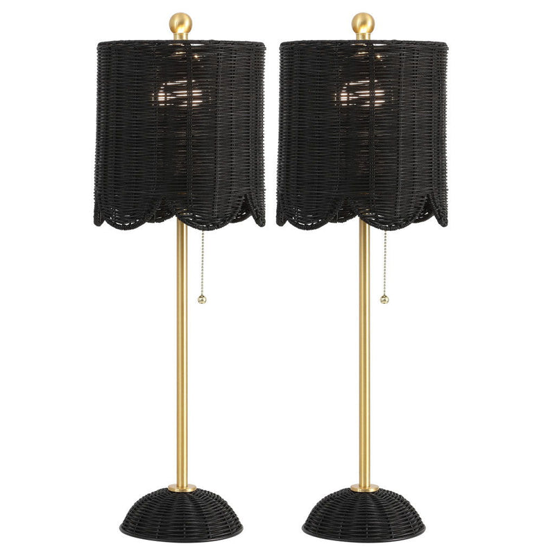 28" Table Lamps With Drum Shades (Set of 2) - Black