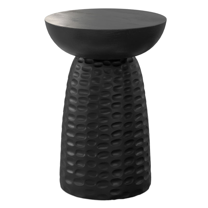 Solid Wood Round End Table - Black