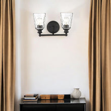 Load image into Gallery viewer, Metal And Pebbled Glass Two Light Wall Light - Bronze
