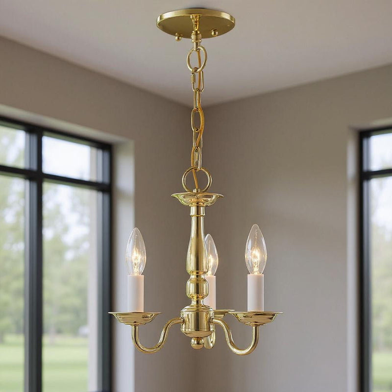 11" Three Light Dimmable Chandelier With Shades - Brass