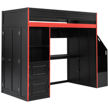 Load image into Gallery viewer, Gaming Loft Bed With Desk And Storage, LED Lights
