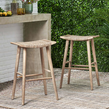 Load image into Gallery viewer, Pulaski - Rustic Style Outdoor Barstools Set With Faux Rattan Seating - Light Multi Brown
