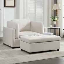 Load image into Gallery viewer, Wide Modern Oversized Armchair With Ottoman Stool, Single Sofa With Lumbar Support, Accent Chair
