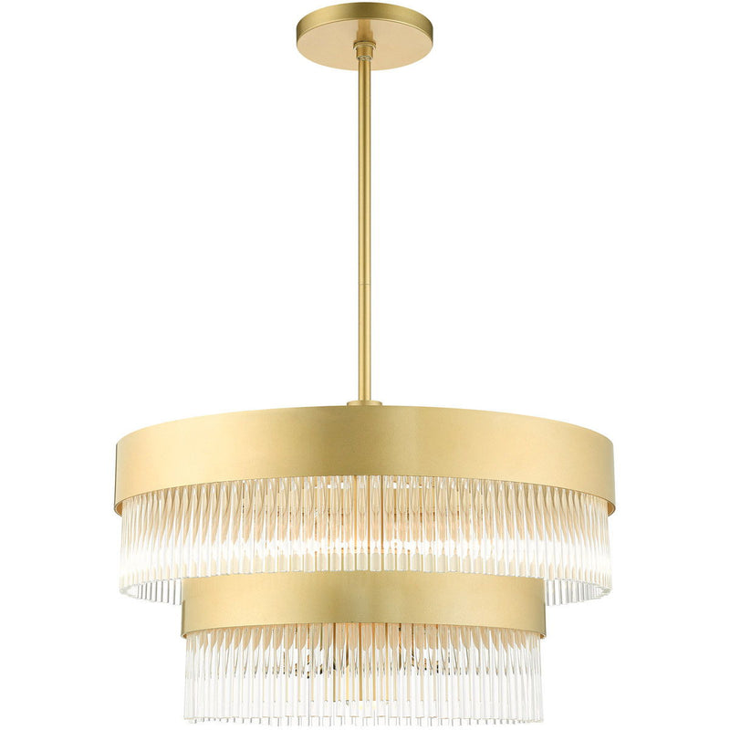 Seven Light Dimmable Chandelier With Shades - Gold