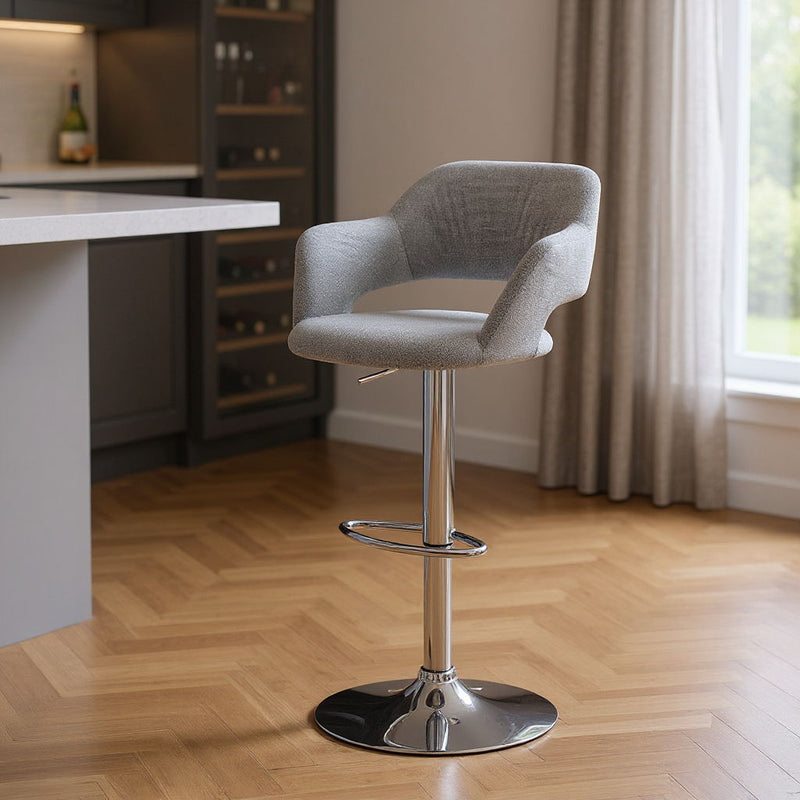 Metal Low Back Bar Height Bar Chair - Light Gray And Silver