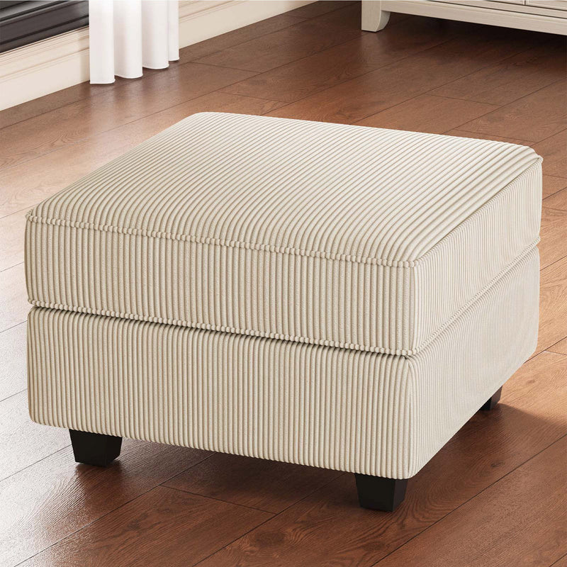 Corduroy Storage Ottoman - Beige / Black