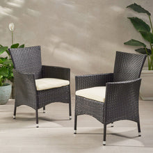 Load image into Gallery viewer, Clementine - Outdoor Wicker Dining Chairs Set With Water Resistant Cushions (Set of 2) - Brown Multi
