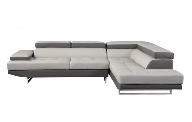 Leather L Shaped 2 Piece Corner Sectional - Gray