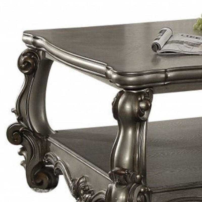 Polyresin Coffee Table With Shelf - Gray