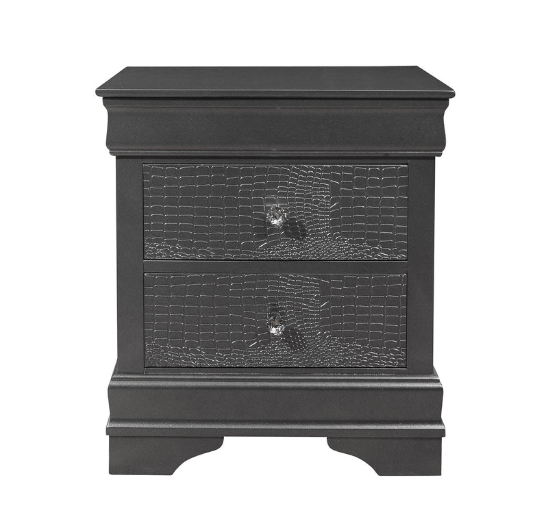 Shagreen Two Drawer Solid Wood Nightstand - Gray