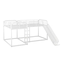 Load image into Gallery viewer, Full and Twin Size L-Shaped Bunk Bed with Slide and Short Ladder, White
