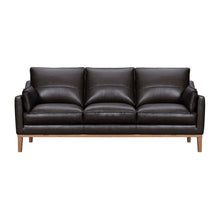 Load image into Gallery viewer, Leather Sofa And Toss Pillows With Brown Legs - Dark Brown
