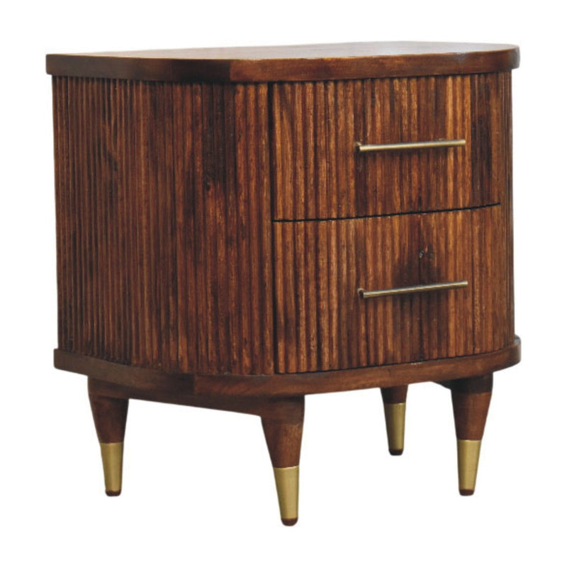 Solid Wood Two Drawer Nightstand - Brown
