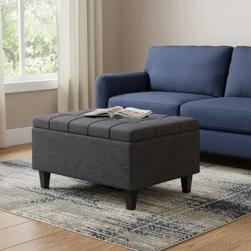 Cocktail Ottoman With Storage - Gray / Dark Brown