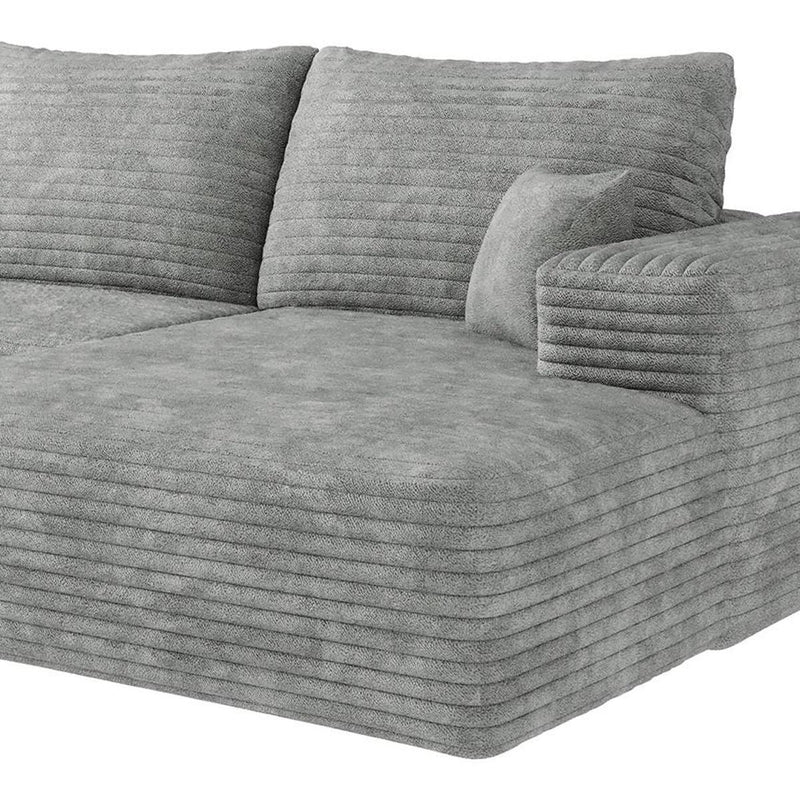 Corduroy Modular L Shaped Sofa And Chaise Sectional (762679) - Gray