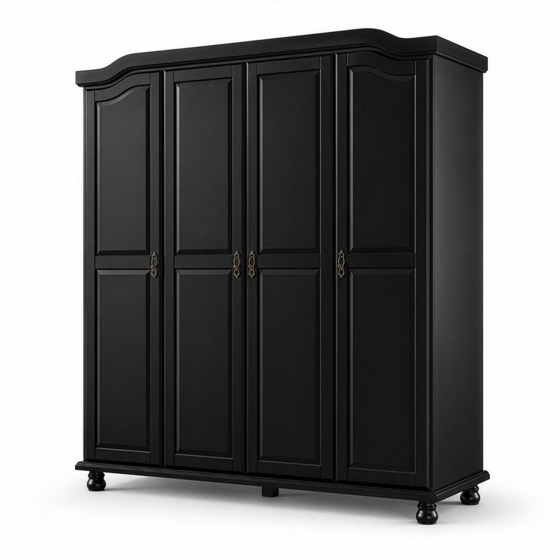 Solid Wood Four Door Combo Dresser (764844) - Black