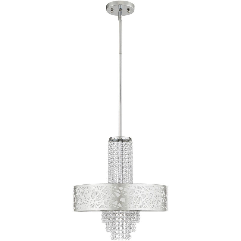22" Four Light Dimmable Chandelier With Shades - Silver