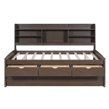 Load image into Gallery viewer, Captain Bed With Built In Bookshelves, 3 Storage Drawers, And Trundle
