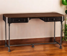 Load image into Gallery viewer, Writing Desk With Two Drawers - Brown / Silver

