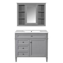 Load image into Gallery viewer, Bathroom Vanity With Mirror Cabinet, Single Sink With 2 Soft Closing Doors And 4 Drawers
