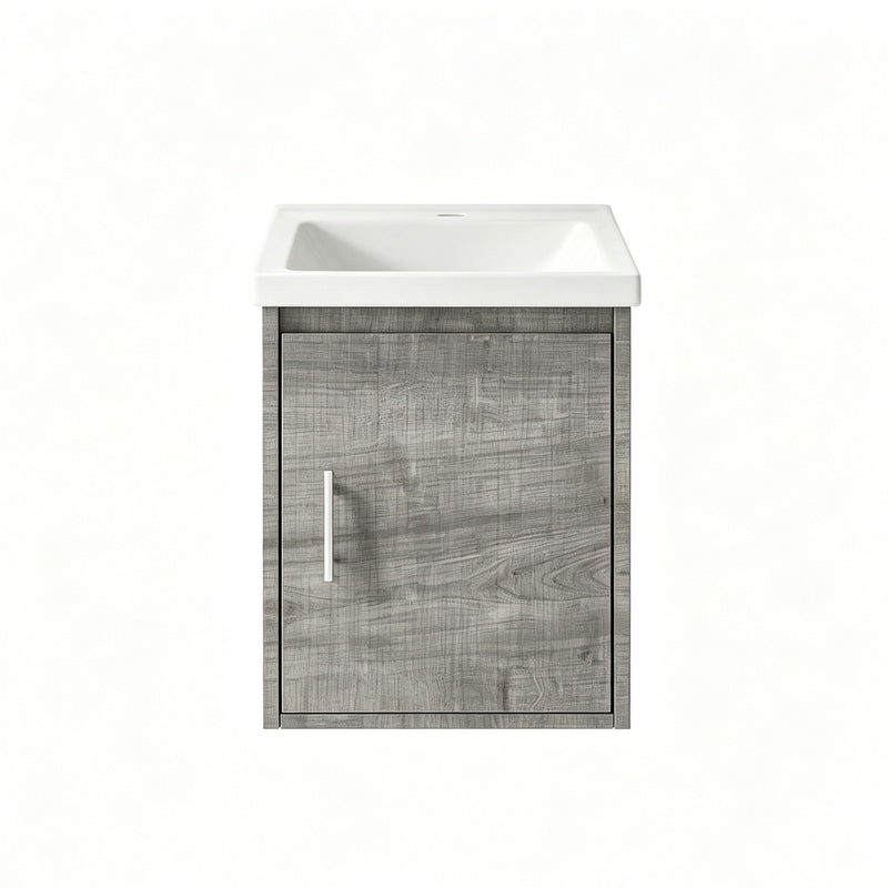 Floating Bathroom Vanity Combo, Wall Mounted Cabinet With Sink & Soft Close Doors For Small Bathrooms