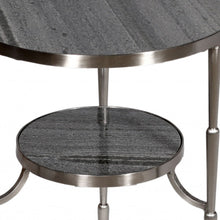 Load image into Gallery viewer, Marble And Iron Round End Table - Nickel
