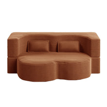 Load image into Gallery viewer, Convertible Plush Corduroy Foam-Filled Sleeper Sofa Bed With 2 Pillows

