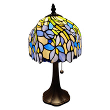 Load image into Gallery viewer, Metal Candlestick Table Lamp With Blue Dome Shade - Dark Brown

