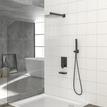 Load image into Gallery viewer, 12" Ceiling Mount Square Shower System With Waterfall Tub Spout And Handheld Shower
