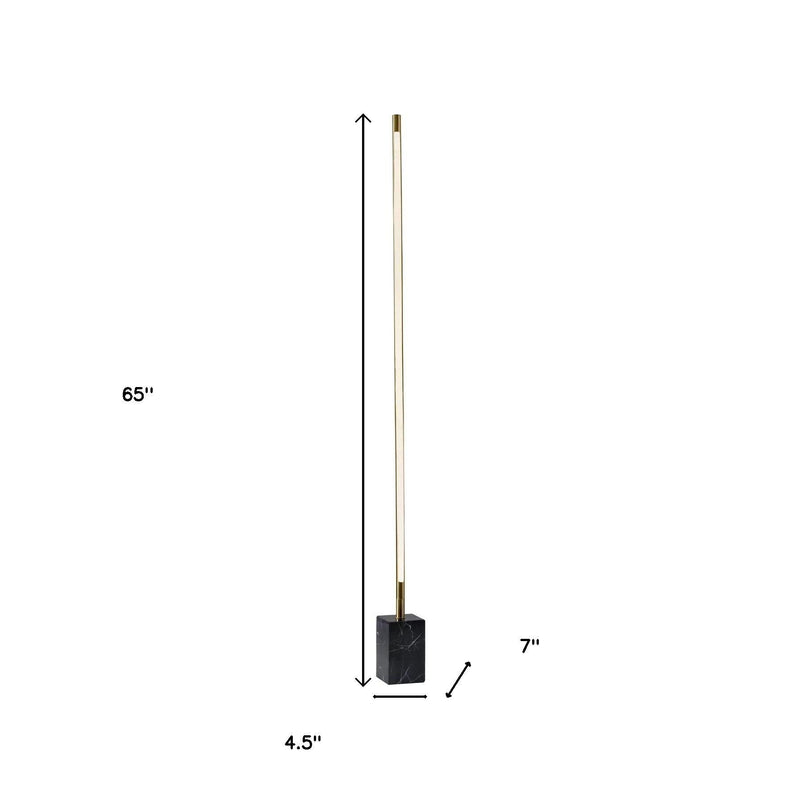 Minimalist Ambient Glow Led Floor Lamp With Dimmer - Antique Brass / Black Marble