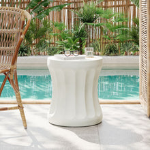 Load image into Gallery viewer, Outdoor Round Concrete Antique White Side Table, Living Room End Table - Antique White
