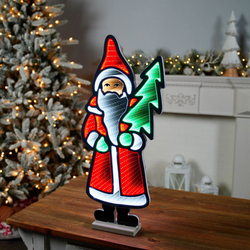 Christmas Santa Tabletop Sign With LED (633784) - Red / White / Green