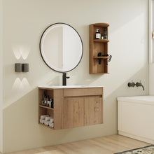 Load image into Gallery viewer, Modern Wall Mounted Bathroom Vanity With Sink And Storage Rack Soft Close Doors Plywood - Imitative Oak
