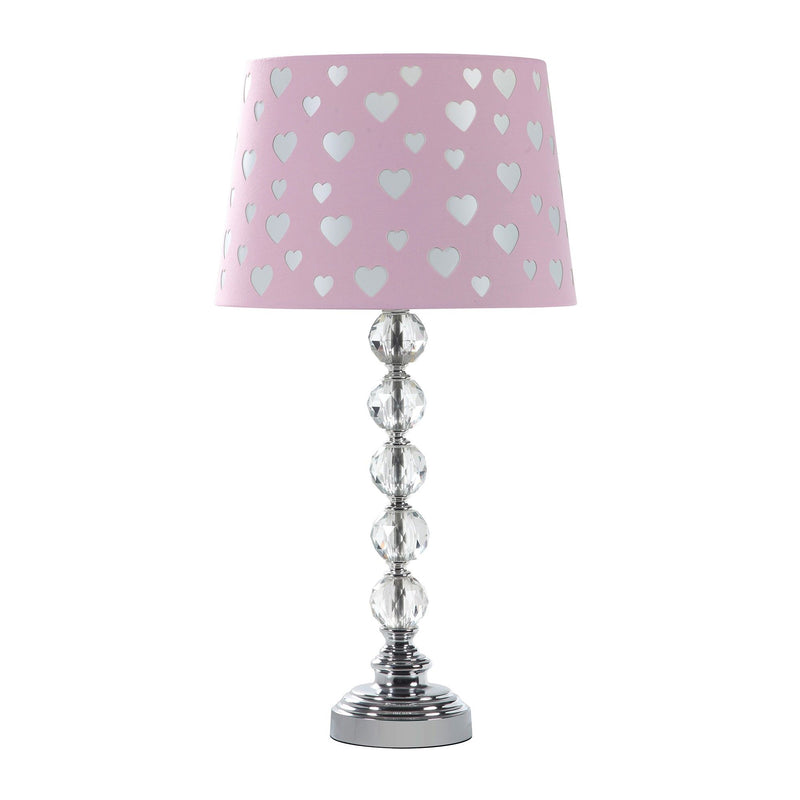Crystal With Shade Table Lamp - Pink And White Dot