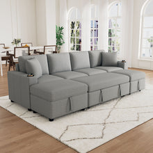Load image into Gallery viewer, Sectional Sofa Convertible Pull-Out Bed With Storage Ottoman &amp; USB Ports
