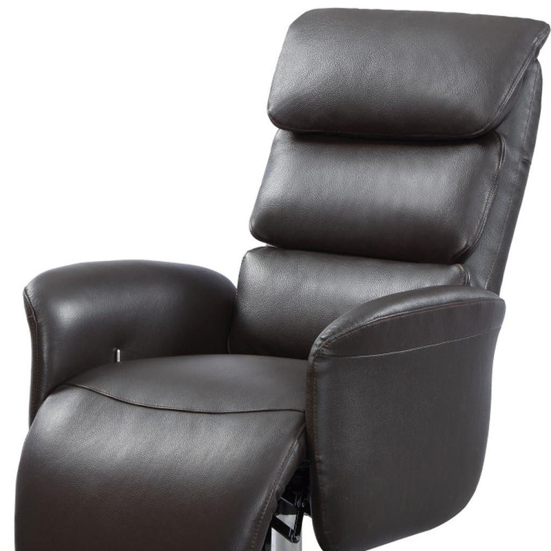 Tufted Genuine Leather Power Swivel Recliner (730550) - Brown
