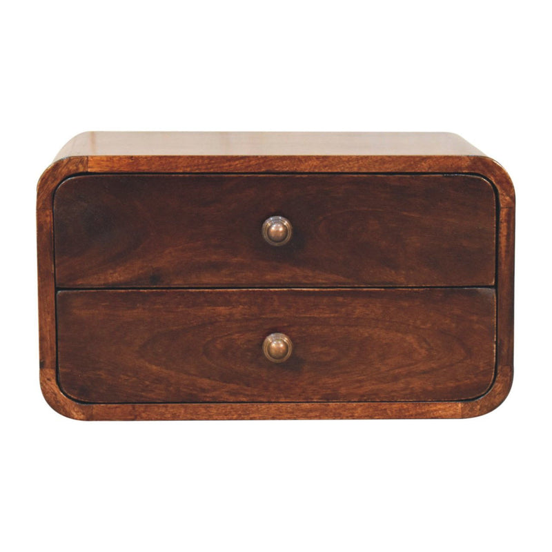 18" Solid Wood Two Drawer Floating Nightstand - Brown