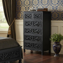 Load image into Gallery viewer, 35" Solid Wood Six Drawer Chest - Black
