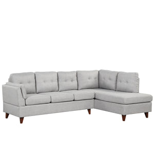 97.2" Modern Linen Fabric Sofa, L-Shape Couch with Chaise Lounge,Sectional Sofa with one Lumbar Pad,Gray