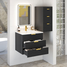 Load image into Gallery viewer, Wall Mounted Floating Cabinet With Side Cabinet Combo, Rectangular Ceramic Sink Vanity
