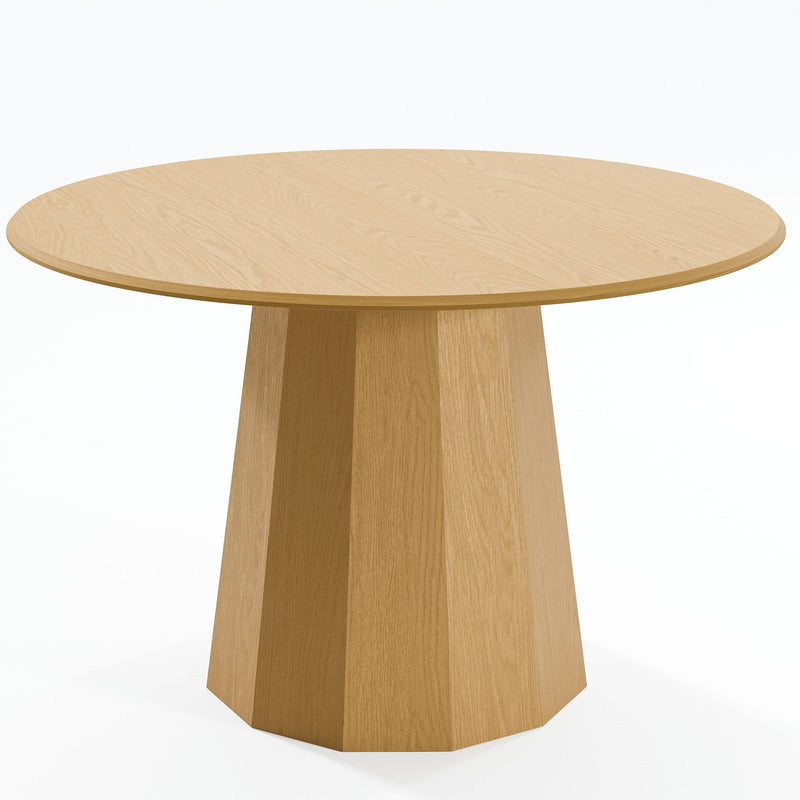 46" Wood Pedestal Base Round Top Table For Dining Room - Natural