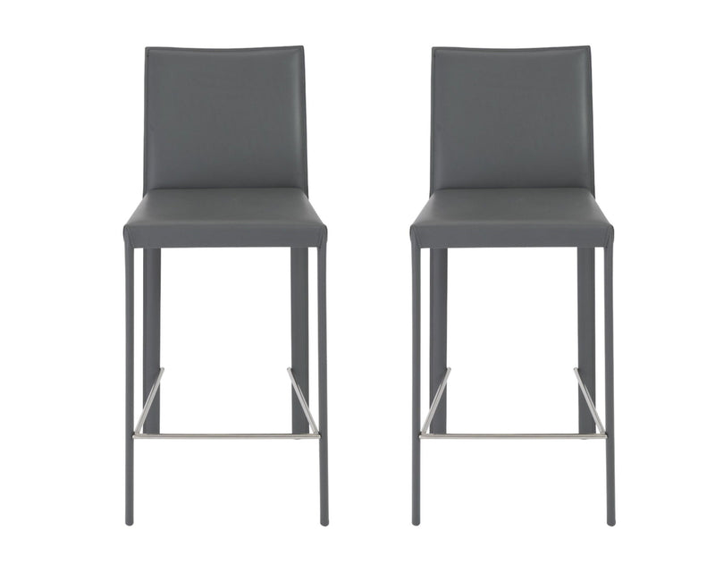 Steel Low Back Counter Height Bar Chairs (Set of 2) - Gray