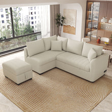 Load image into Gallery viewer, L-Shaped Sectional Pull Out Sofa Bed Sleeper Sofa With Two USB Ports, Two Power Sockets And A Movable Storage Ottoman
