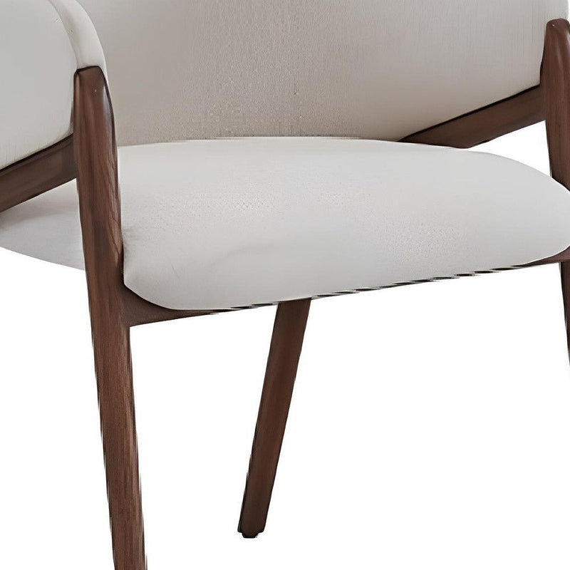 Upholstered Fabric Wing Back Dining Arm Chair - Cream
