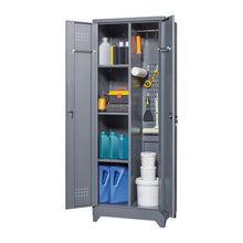 Load image into Gallery viewer, Heavy Duty Storage Cabinet With Locking Doors, Hanging Rod &amp; Shelves, Broom Closet - Gray
