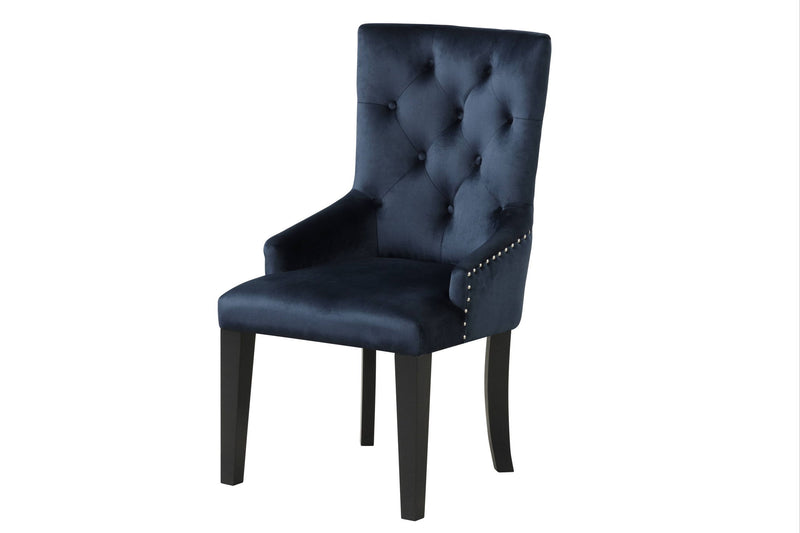 Tufted Upholstered Velvet Dining Parsons Chair - Dark Blue
