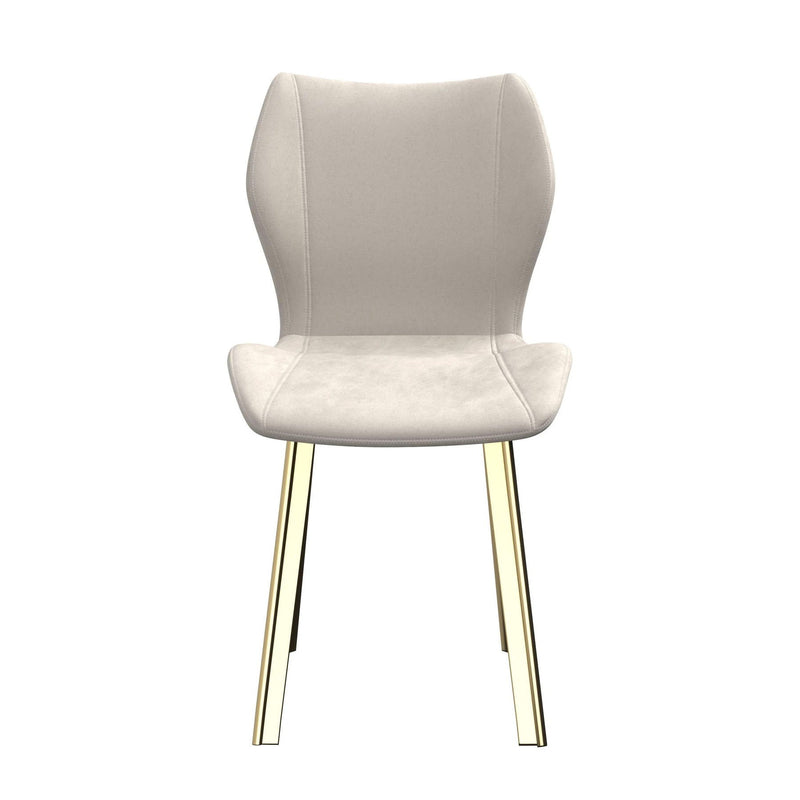 Upholstered Velvet Dining Side Chairs (Set of 4) - Cream / Gold