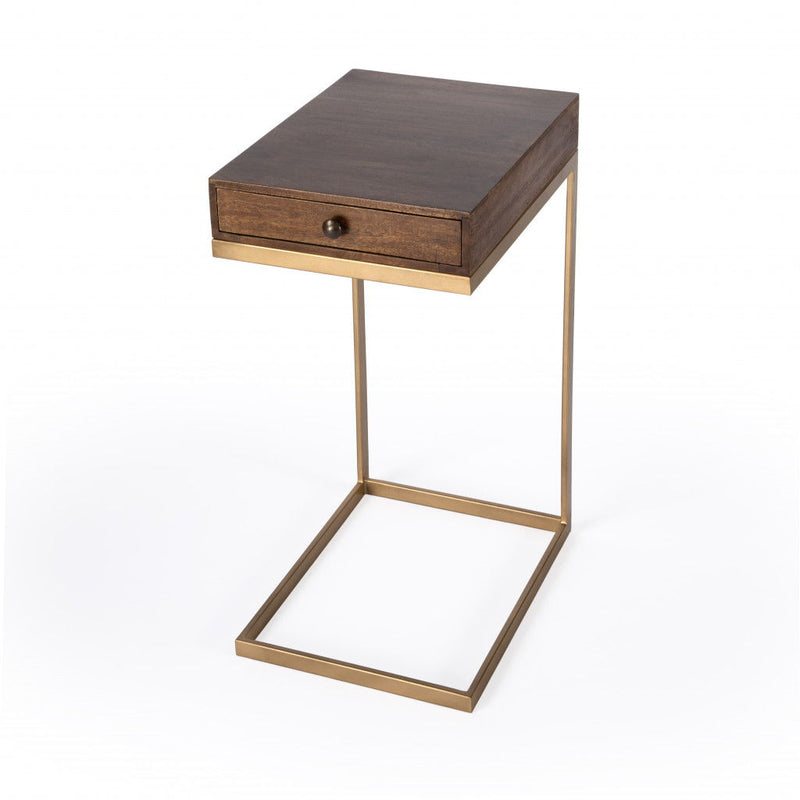 Solid And Manufactured Wood Square End Table With Drawer - Natural Brown